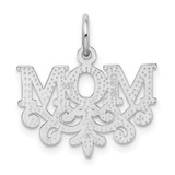 14k White Gold MOM Charm