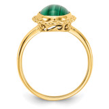 14k 10x8mm Malachite Cabochon Ring