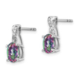 14k White Gold Mystic Fire Topaz and Diamond Earrings