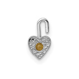 14k White Gold November Synthetic Birthstone Heart Charm