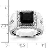 14k White Gold Onyx and Diamond Cross Mens Ring