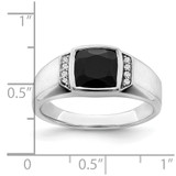 14k White Gold Onyx and Diamond Mens Ring - RM-51026C68-9031