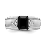 14k White Gold Onyx and Diamond Mens Ring - RM-C2BD3397-3492