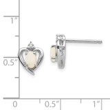 14k White Gold Opal and Diamond Heart Post Earrings