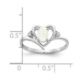 14k White Gold Opal and Diamond Heart Ring