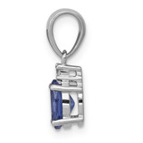 14k White Gold Oval .75 Tanzanite and Diamond Pendant