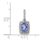 14k White Gold Oval .94 Tanzanite and Diamond Rectangle Pendant