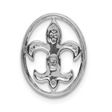 14k White Gold Oval 1/5ct. Diamond Fleur de Lis Chain Slide
