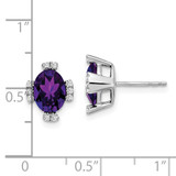 14k White Gold Oval Amethyst and Diamond Earrings - EM-B02CF2B6-2795