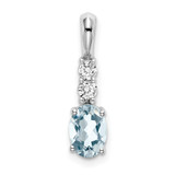14k White Gold Oval Aquamarine and Diamond Pendant - PM-08F8418A-6728
