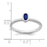 14k White Gold Oval Bezel Sapphire Ring