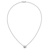 14k White Gold Oval Blue Topaz and Diamond 18in. Necklace
