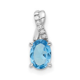 14k White Gold Oval Blue Topaz and Diamond Pendant - PM-7426CE95-7937