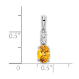14k White Gold Oval Citrine and Diamond Pendant
