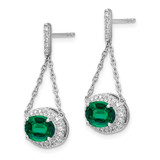 14k White Gold Oval Created Emerald and Diamond Dangle Earrings - EM-3F4D71DA-5428