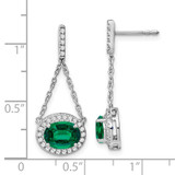 14k White Gold Oval Created Emerald and Diamond Dangle Earrings - EM-3F4D71DA-5428