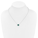 14k White Gold Oval Created Emerald/Diamond 18in. Halo Necklace - PM-5E765104-7908