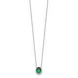 14k White Gold Oval Created Emerald/Diamond 18in. Halo Necklace - PM-9D2087D3-5237