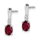 14k White Gold Oval Created Ruby and Diamond Dangle Earrings - EM-C6F501EE-5223