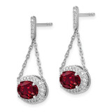 14k White Gold Oval Created Ruby and Diamond Dangle Earrings - EM-D908B2BF-7694