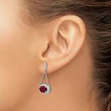 14k White Gold Oval Created Ruby and Diamond Dangle Earrings - EM-D908B2BF-7694