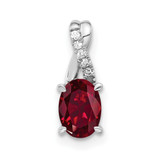 14k White Gold Oval Created Ruby and Diamond Pendant - PM-A8C6AA11-3357