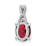 14k White Gold Oval Created Ruby and Diamond Pendant - PM-A8C6AA11-3357