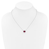 14k White Gold Oval Created Ruby/Diamond 18in. Halo Necklace - PM-D8048FB7-7351