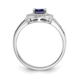14k White Gold Oval Created Sapphire and Diamond Halo Ring