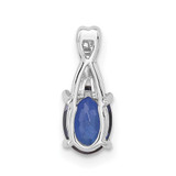 14K White Gold Oval Created Sapphire and Diamond Pendant - PM-3D673A31-9507