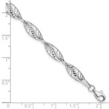 14k White Gold Oval Filigree Diamond-cut 7.25 inch Bracelet