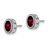 14k White Gold Oval Garnet and Diamond Earrings - EM-5765FEC6-6410