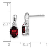 14k White Gold Oval Garnet and Diamond Earrings - EM-6C821B2A-3078