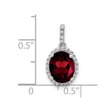 14k White Gold Oval Garnet and Diamond Halo Pendant
