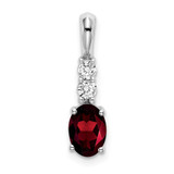 14k White Gold Oval Garnet and Diamond Pendant - PM-4DB30FBC-6335