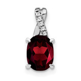 14k White Gold Oval Garnet and Diamond Pendant - PM-8E9AE25A-5925