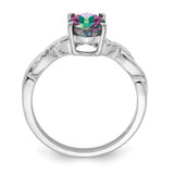 14k White Gold Oval Mystic Fire Topaz and Diamond Ring