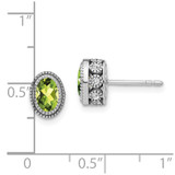 14k White Gold Oval Peridot and Diamond Earrings - EM-61E3431B-3999