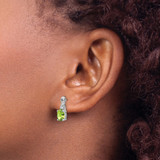 14k White Gold Oval Peridot and Diamond Earrings - EM-CE757566-5490