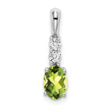 14k White Gold Oval Peridot and Diamond Pendant - PM-40DD23EA-7443