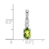 14k White Gold Oval Peridot and Diamond Pendant - PM-40DD23EA-7443