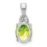 14k White Gold Oval Peridot and Diamond Pendant - PM-4803FAA4-7786