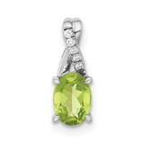 14k White Gold Oval Peridot and Diamond Pendant - PM-A5B348D3-1083
