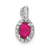 14k White Gold Oval Ruby and Diamond Pendant - PM-422C8694-5771