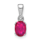 14k White Gold Oval Ruby and Diamond Pendant - PM-D9C2EC79-5988