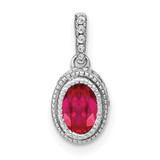 14k White Gold Oval Ruby and Diamond Pendant - PM-E4B2F72F-1179