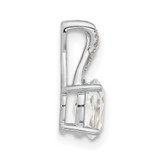 14K White Gold Oval White Topaz and Diamond Pendant