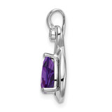 14k White Gold Pear Amethyst and Diamond Pendant - PM-A0F4432F-9536