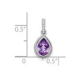 14k White Gold Pear Amethyst and Diamond Pendant - PM-FD4BCD77-8786