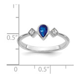 14k White Gold Pear Bezel Sapphire and Diamond Ring
